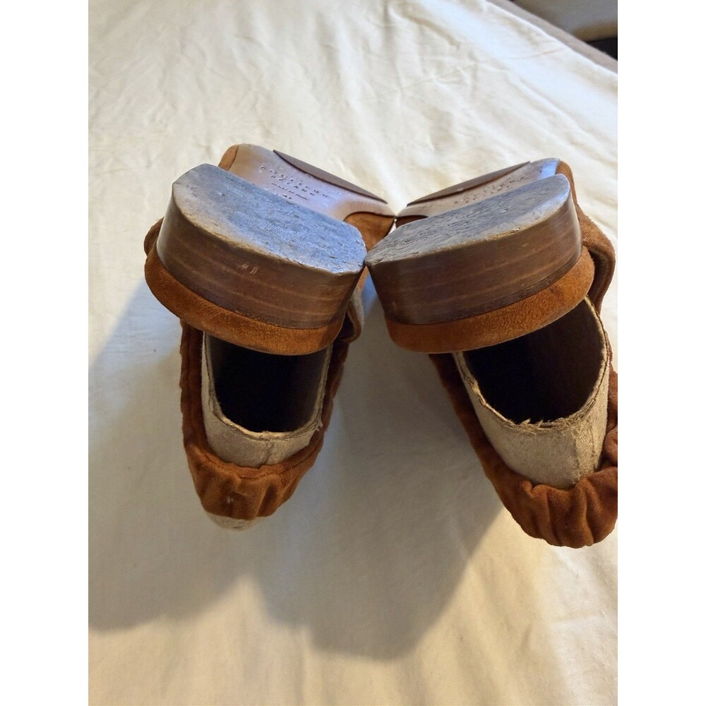 Sezane Brown Suede Peep-Toe Slingback Flat Mules Size 41 (US 10) Deep V Vamp - Picture 8 of 15